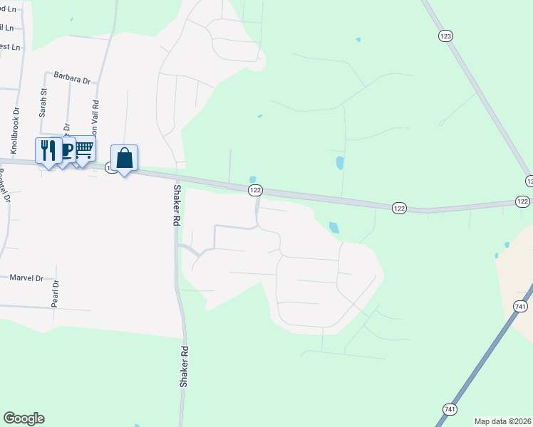 map of restaurants, bars, coffee shops, grocery stores, and more near 3513 Black Squirrel Way in Franklin