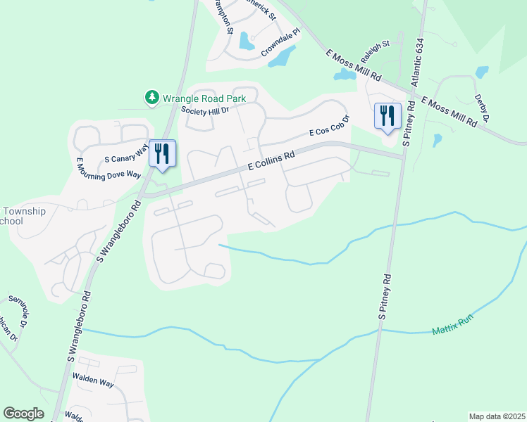 map of restaurants, bars, coffee shops, grocery stores, and more near 205 Colonial Court in Galloway
