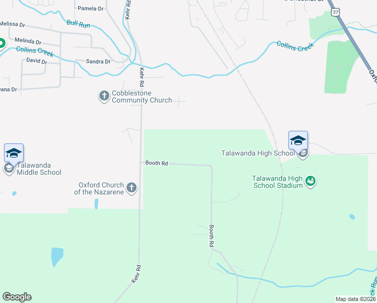 map of restaurants, bars, coffee shops, grocery stores, and more near 6038 Booth Road in Oxford