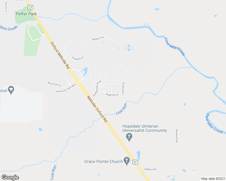 map of restaurants, bars, coffee shops, grocery stores, and more near 1623 Dogwood Drive in Oxford