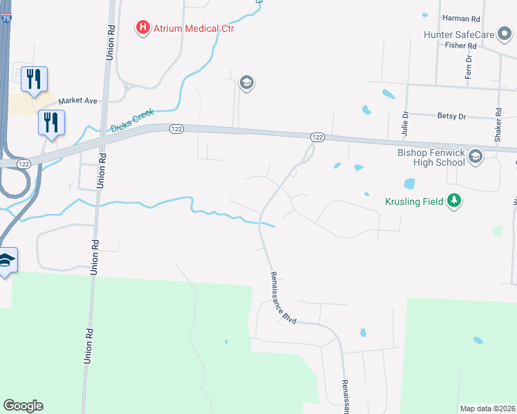 map of restaurants, bars, coffee shops, grocery stores, and more near 3305 Renaissance Boulevard in Franklin