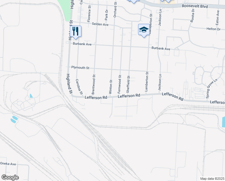 map of restaurants, bars, coffee shops, grocery stores, and more near 2227 Winton Street in Middletown
