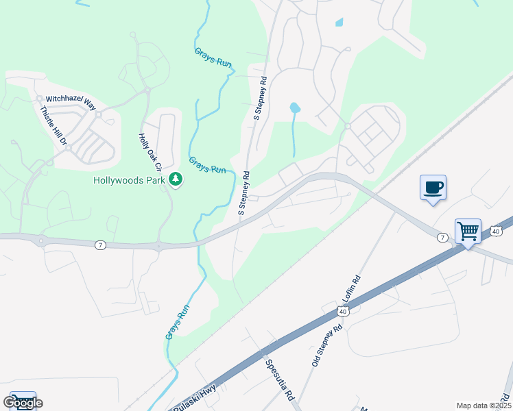 map of restaurants, bars, coffee shops, grocery stores, and more near 1485 Wellspring Drive in Aberdeen