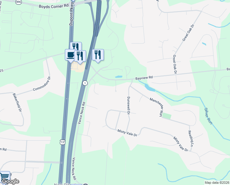 map of restaurants, bars, coffee shops, grocery stores, and more near 692 Bayview Road in Middletown