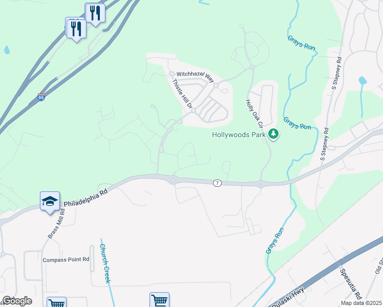 map of restaurants, bars, coffee shops, grocery stores, and more near 4835 7 Trails Circle in Aberdeen