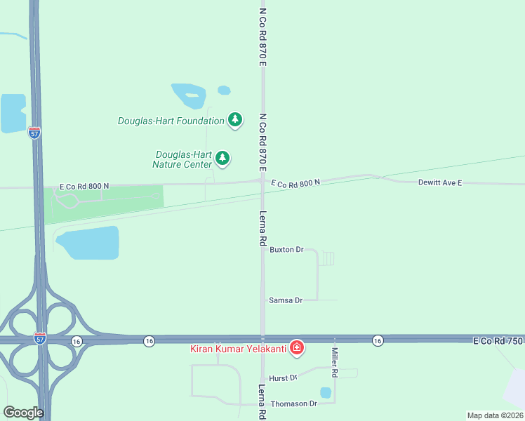 map of restaurants, bars, coffee shops, grocery stores, and more near 7932 North Co Road 870 East in Mattoon