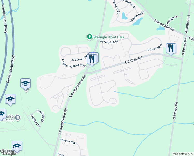 map of restaurants, bars, coffee shops, grocery stores, and more near 140 Federal Court in Galloway