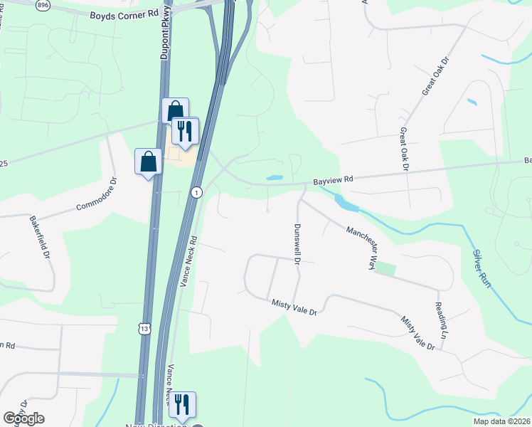 map of restaurants, bars, coffee shops, grocery stores, and more near 692 Bayview Road in Middletown