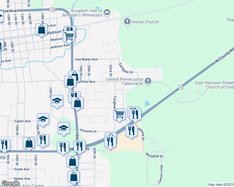 map of restaurants, bars, coffee shops, grocery stores, and more near 827 Tanglewood Drive in Charleston