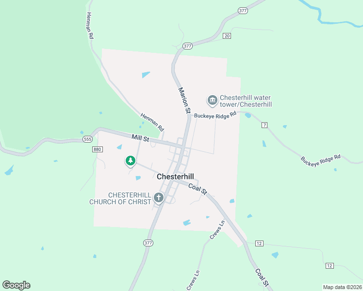 map of restaurants, bars, coffee shops, grocery stores, and more near 7355 Marion Street in Chesterhill