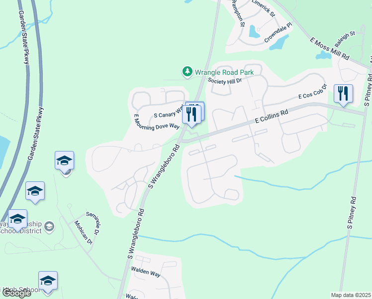 map of restaurants, bars, coffee shops, grocery stores, and more near 140 Federal Court in Galloway