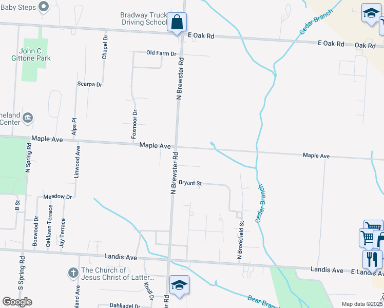 map of restaurants, bars, coffee shops, grocery stores, and more near 2743 Maple Avenue in Vineland