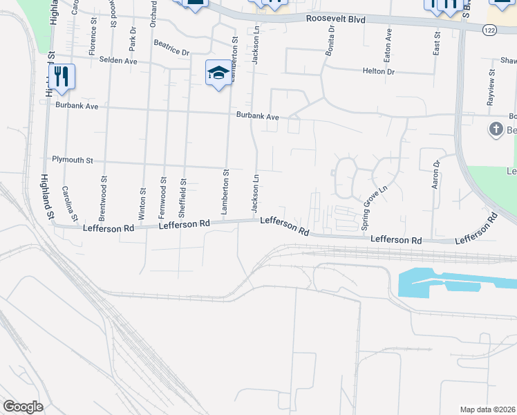 map of restaurants, bars, coffee shops, grocery stores, and more near 2220 Jackson Lane in Middletown