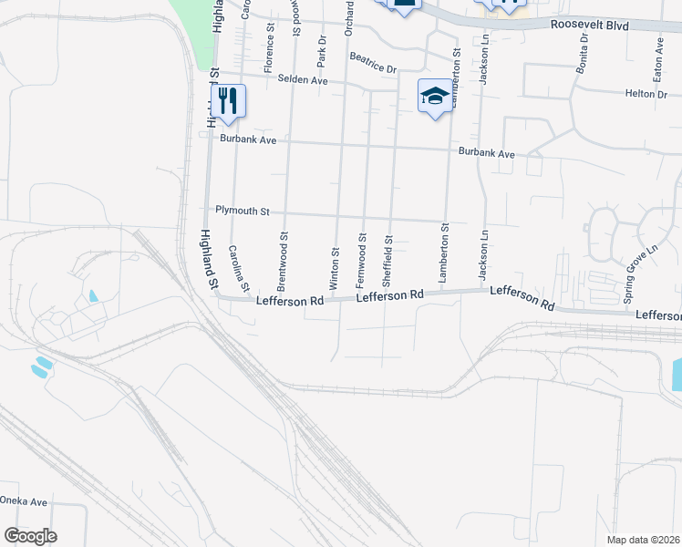map of restaurants, bars, coffee shops, grocery stores, and more near 2227 Winton Street in Middletown