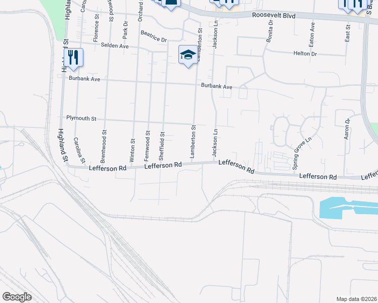 map of restaurants, bars, coffee shops, grocery stores, and more near 2217 Lamberton Street in Middletown