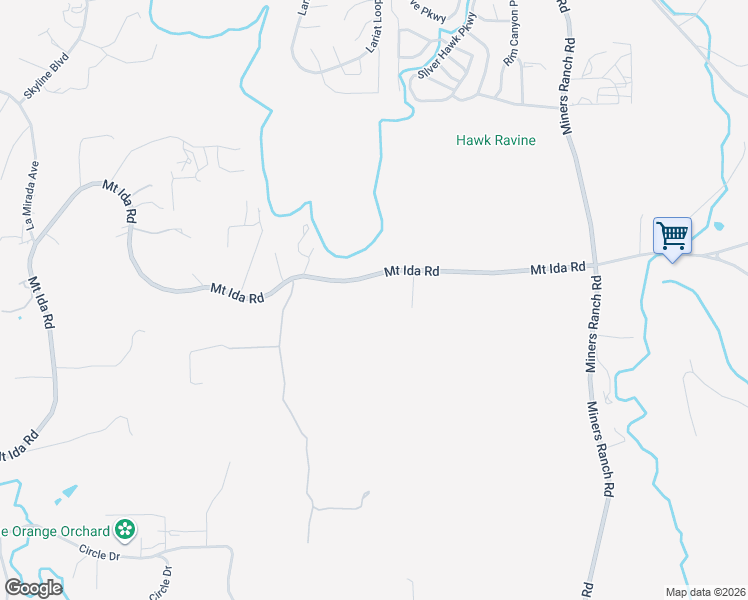 map of restaurants, bars, coffee shops, grocery stores, and more near 1420 Mount Ida Road in Oroville