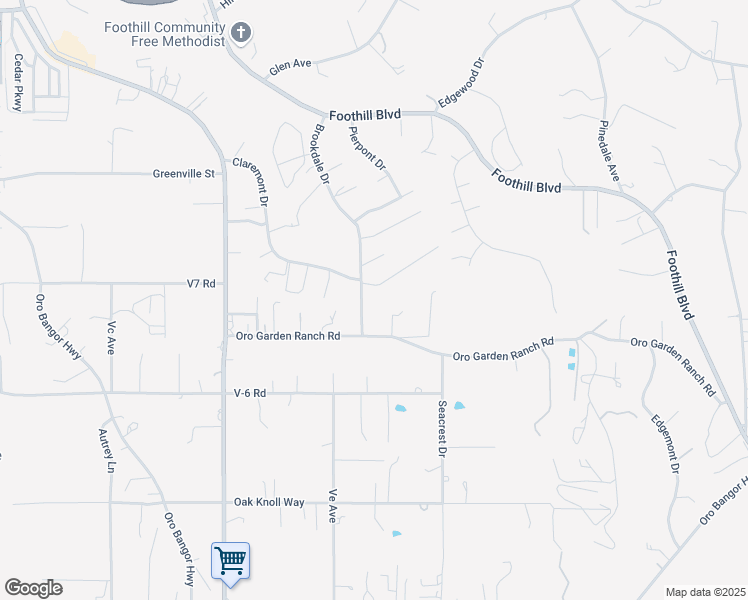 map of restaurants, bars, coffee shops, grocery stores, and more near 2 Brookdale Court in Oroville