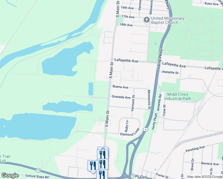 map of restaurants, bars, coffee shops, grocery stores, and more near 2407 South Main Street in Middletown