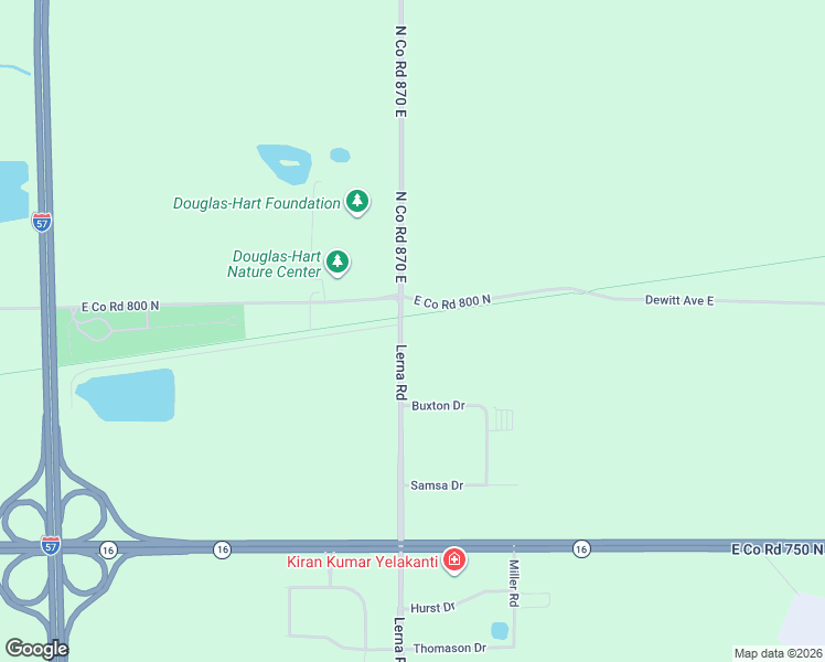 map of restaurants, bars, coffee shops, grocery stores, and more near 7932 North Co Road 870 East in Mattoon