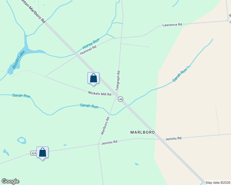 map of restaurants, bars, coffee shops, grocery stores, and more near Quinton-Marlboro Road in Bridgeton