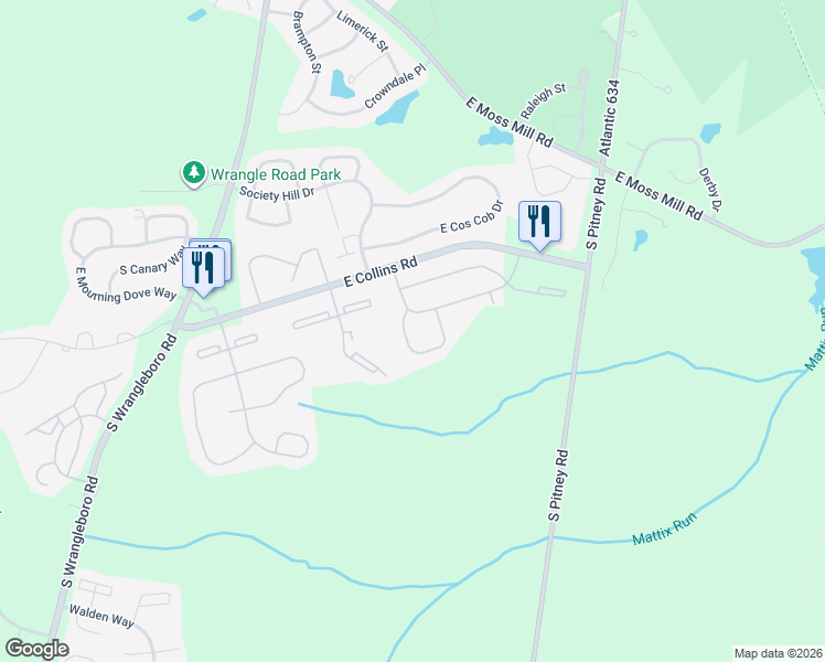 map of restaurants, bars, coffee shops, grocery stores, and more near 34 Cheshire Drive in Galloway