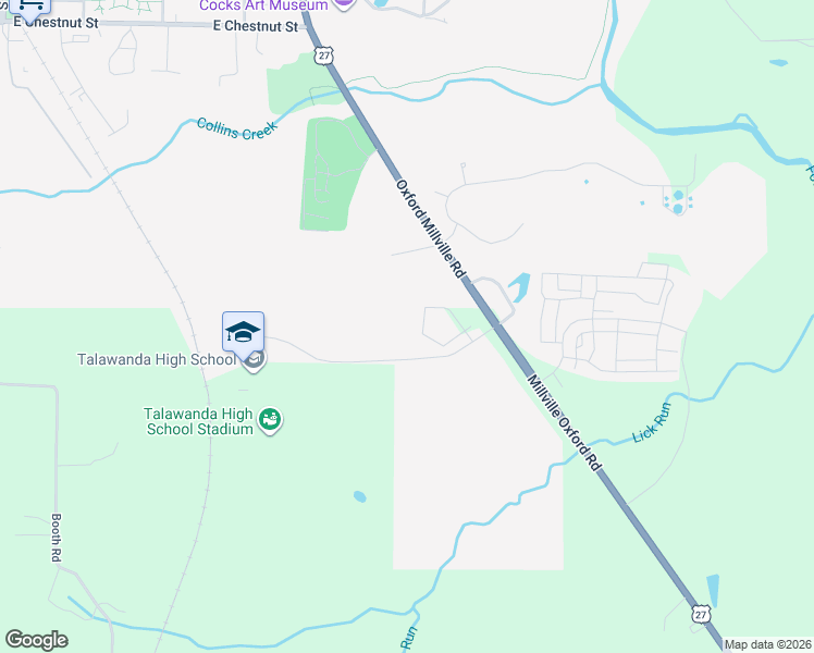 map of restaurants, bars, coffee shops, grocery stores, and more near 4174 Indian Trace Drive in Oxford