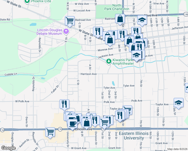 map of restaurants, bars, coffee shops, grocery stores, and more near 654 Division Street in Charleston