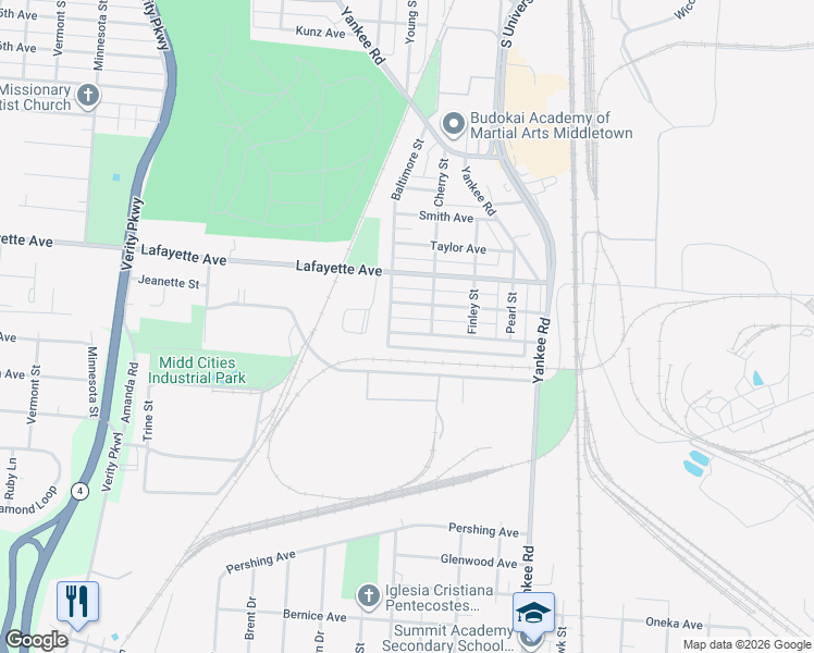 map of restaurants, bars, coffee shops, grocery stores, and more near 1516 Lawn Avenue in Middletown