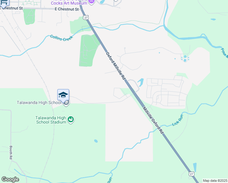 map of restaurants, bars, coffee shops, grocery stores, and more near 4174 Indian Trace Drive in Oxford