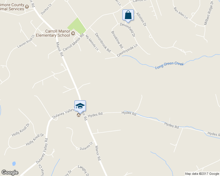 map of restaurants, bars, coffee shops, grocery stores, and more near 13401 Manor Road in Baldwin