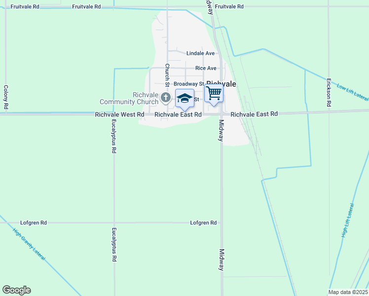 map of restaurants, bars, coffee shops, grocery stores, and more near in Richvale