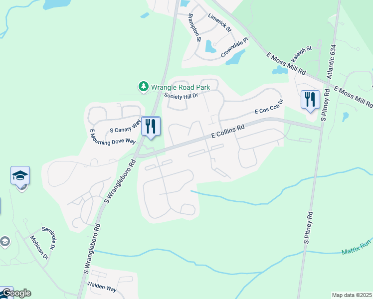 map of restaurants, bars, coffee shops, grocery stores, and more near 40 Colonial Court in Galloway