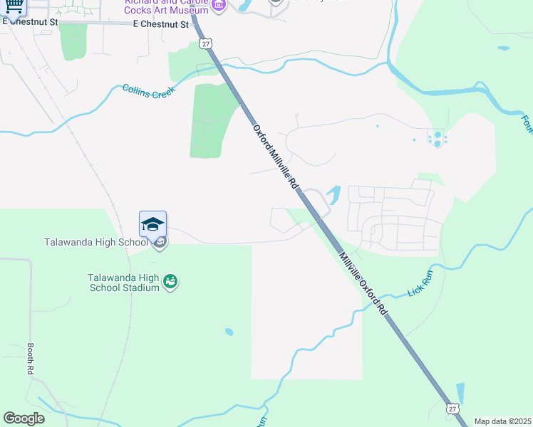 map of restaurants, bars, coffee shops, grocery stores, and more near 4174 Indian Trace Drive in Oxford