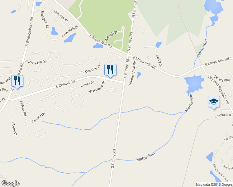 map of restaurants, bars, coffee shops, grocery stores, and more near 163 Sussex Place in Absecon