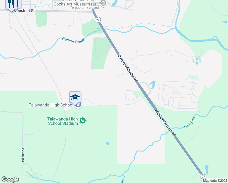 map of restaurants, bars, coffee shops, grocery stores, and more near 5188 Red Cloud Court in Oxford
