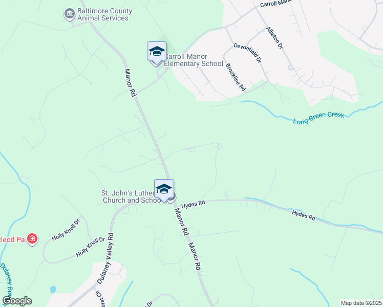 map of restaurants, bars, coffee shops, grocery stores, and more near 13401 Manor Road in Baldwin