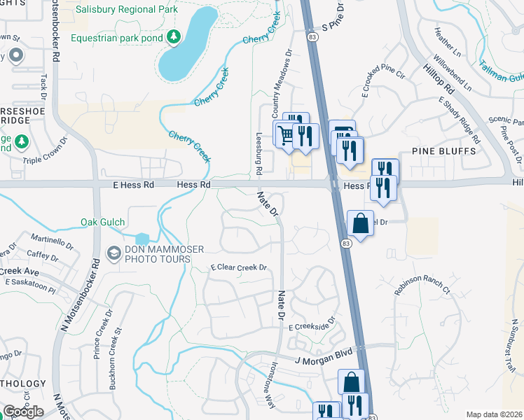 map of restaurants, bars, coffee shops, grocery stores, and more near 12362 South Chateau Creek Court in Parker