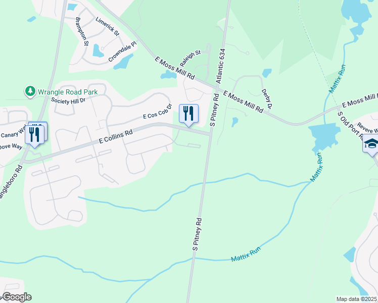 map of restaurants, bars, coffee shops, grocery stores, and more near 163 Sussex Place in Absecon