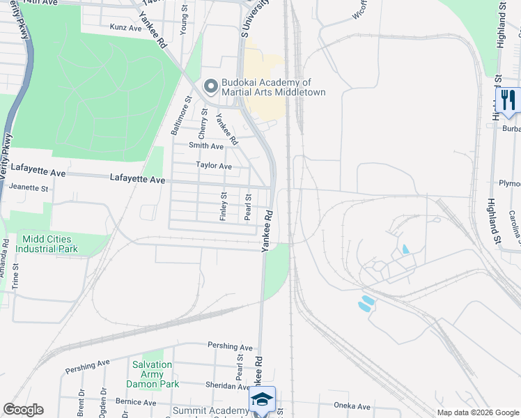 map of restaurants, bars, coffee shops, grocery stores, and more near 2124 Yankee Road in Middletown