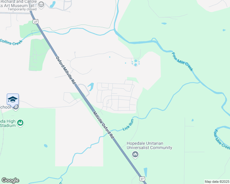 map of restaurants, bars, coffee shops, grocery stores, and more near 3770 Southpointe Parkway in Oxford