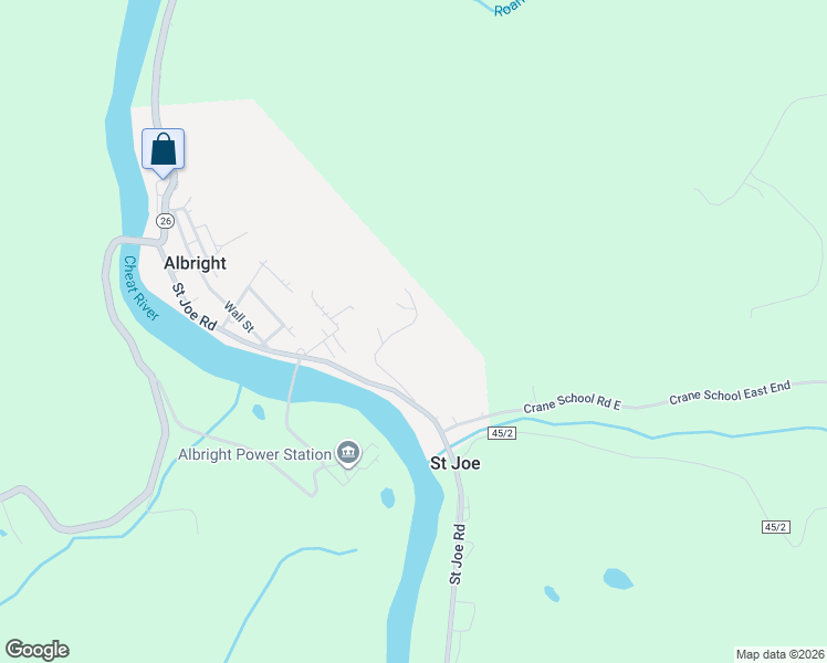 map of restaurants, bars, coffee shops, grocery stores, and more near 207 Snake Den Road in Albright