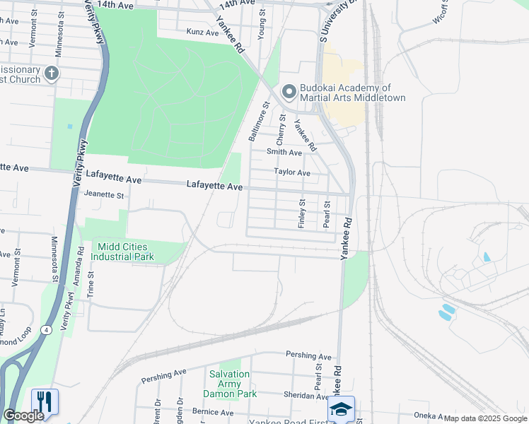 map of restaurants, bars, coffee shops, grocery stores, and more near 1516 Lawn Avenue in Middletown