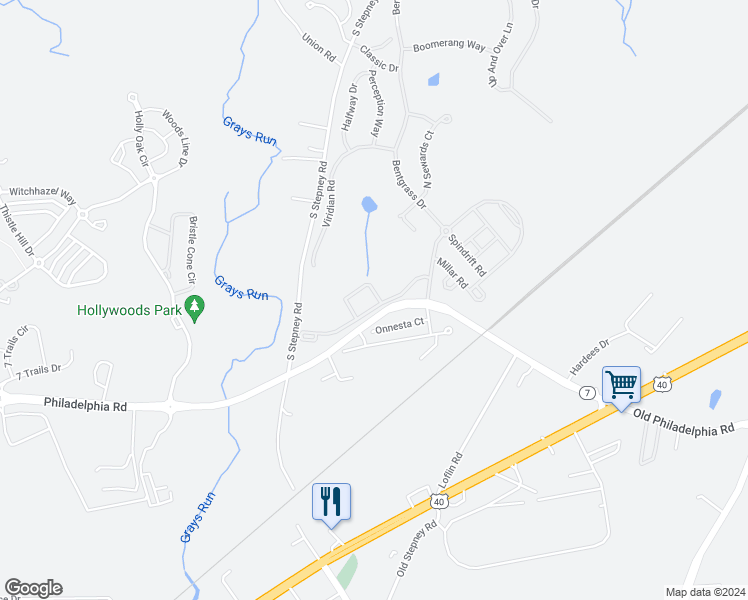 map of restaurants, bars, coffee shops, grocery stores, and more near 1442 Wellspring Drive in Aberdeen