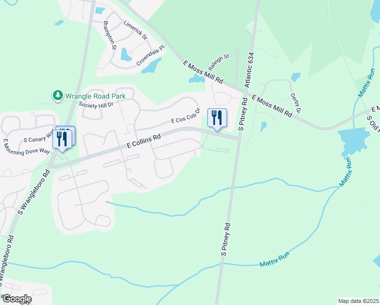 map of restaurants, bars, coffee shops, grocery stores, and more near 34 Cheshire Drive in Galloway
