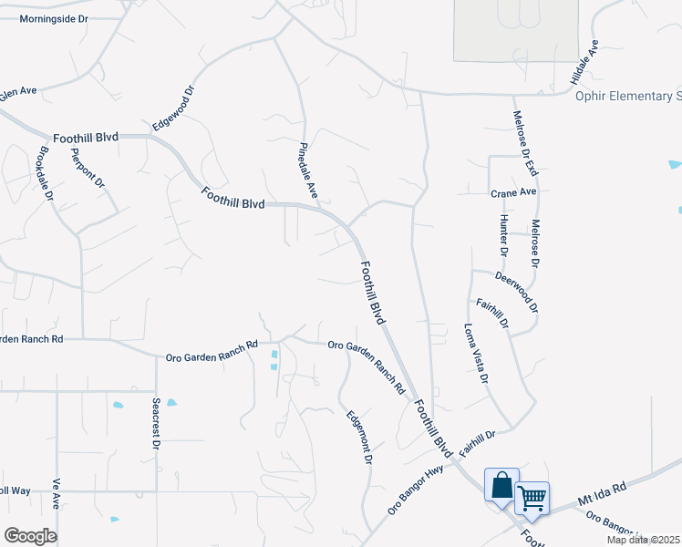 map of restaurants, bars, coffee shops, grocery stores, and more near 2944 Foothill Boulevard in Oroville