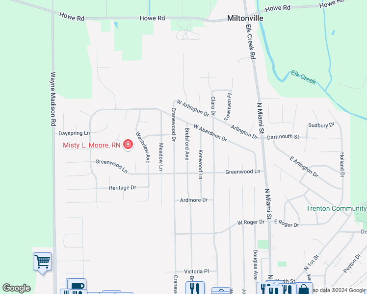 map of restaurants, bars, coffee shops, grocery stores, and more near 515 Brelsford Avenue in Trenton