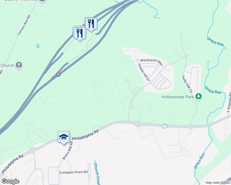map of restaurants, bars, coffee shops, grocery stores, and more near 4706 Chessie Circle in Aberdeen