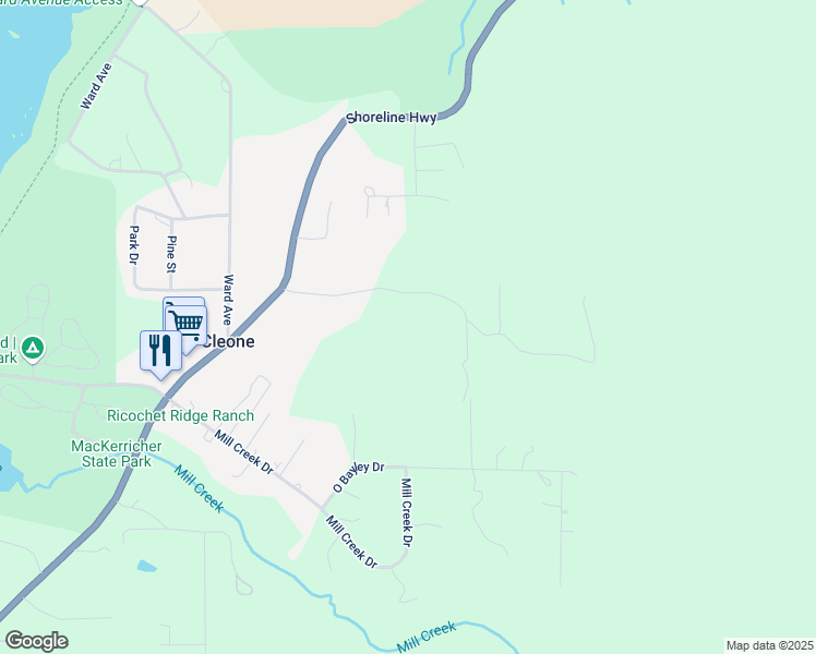 map of restaurants, bars, coffee shops, grocery stores, and more near 24560 Jimmie Lane in Fort Bragg