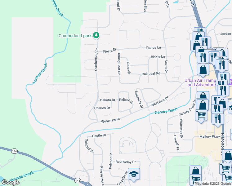 map of restaurants, bars, coffee shops, grocery stores, and more near 1312 Swan Drive in Franklin