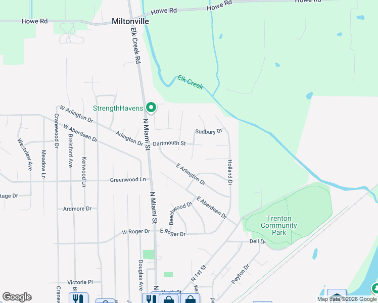 map of restaurants, bars, coffee shops, grocery stores, and more near 510 Sudbury Drive in Trenton